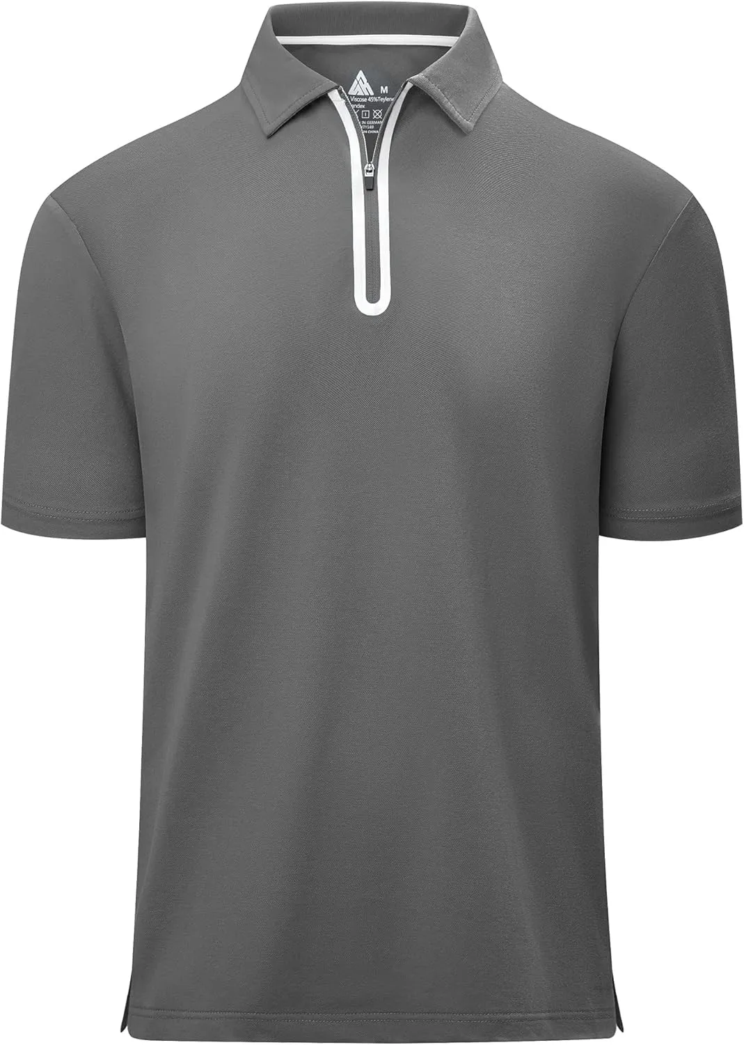 V VALANCH Mens Zipper Polo Shirts Short Sleeve Moisture Wicking Outdoor Golf Shirt Collared Athletic Tennis Polo