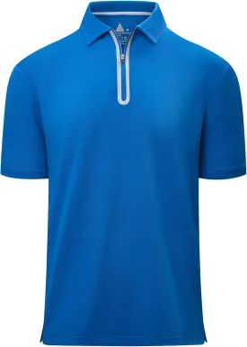 V VALANCH Mens Zipper Polo Shirts Short Sleeve Moisture Wicking Outdoor Golf Shirt Collared Athletic Tennis Polo