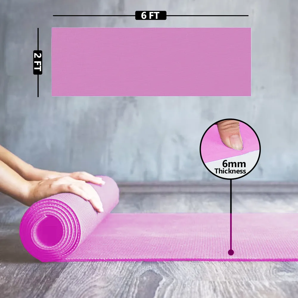 WErFIT 6mm Luxurious EVA Yoga Mat, Anti Skid, Home & Gym workout for Men, Women & Kids Pink 6 mm Yoga Mat