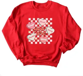 Ykomow Long Sleeve Valentines Shirts Women Plaid Love Heart Valentine's Sweatshirts Blouse Tops